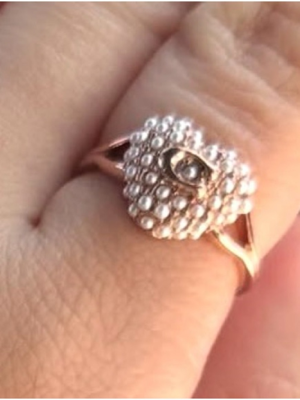 Diamond Cluster Heart Ring in Rose Gold Tone - Picture 3 of 10